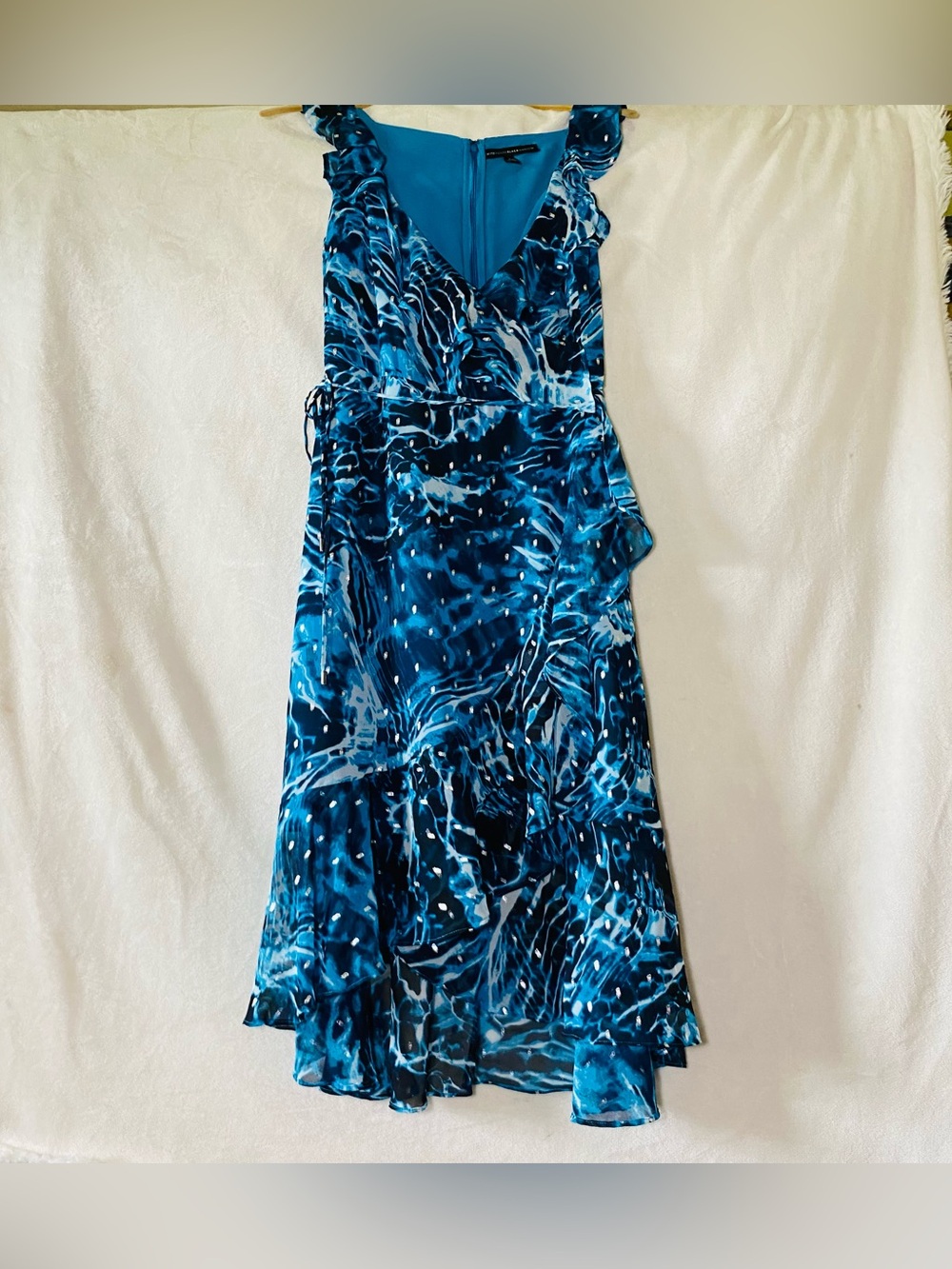 White House Black Market Blue Marble-Print Midi Dress